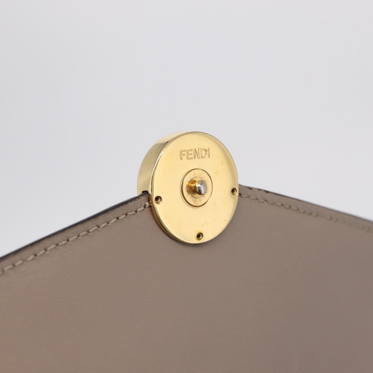 FENDI F's Long Wallet Leather Gray Gold Auth 212053A