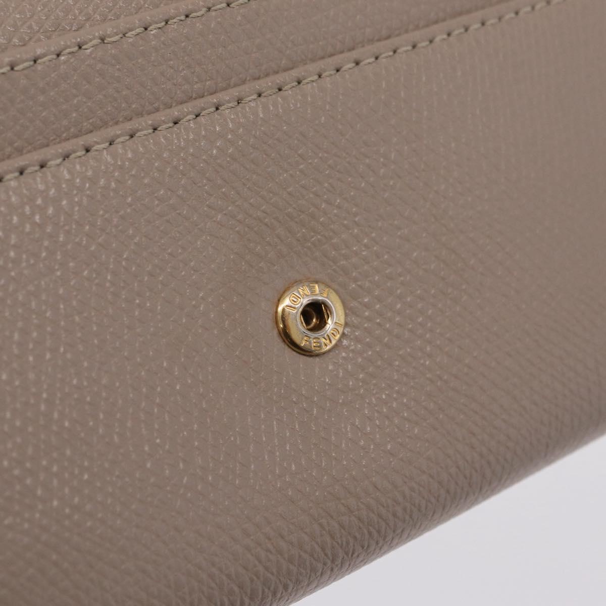 FENDI F's Long Wallet Leather Gray Gold Auth 212053A