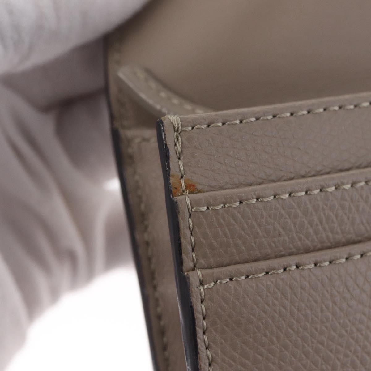 FENDI F's Long Wallet Leather Gray Gold Auth 212053A