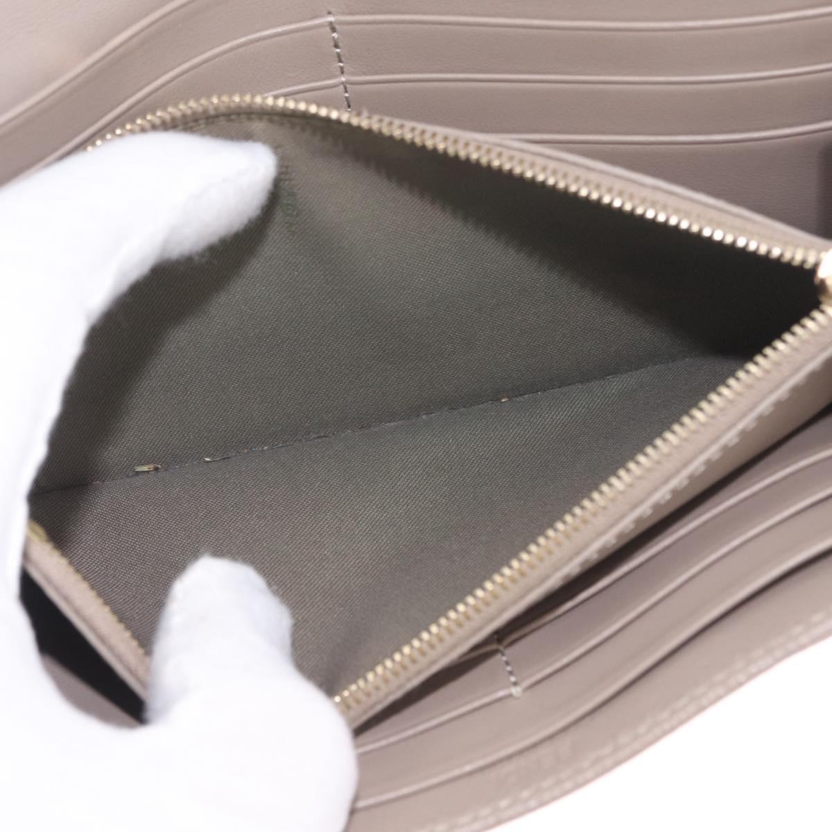 FENDI F's Long Wallet Leather Gray Gold Auth 212053A