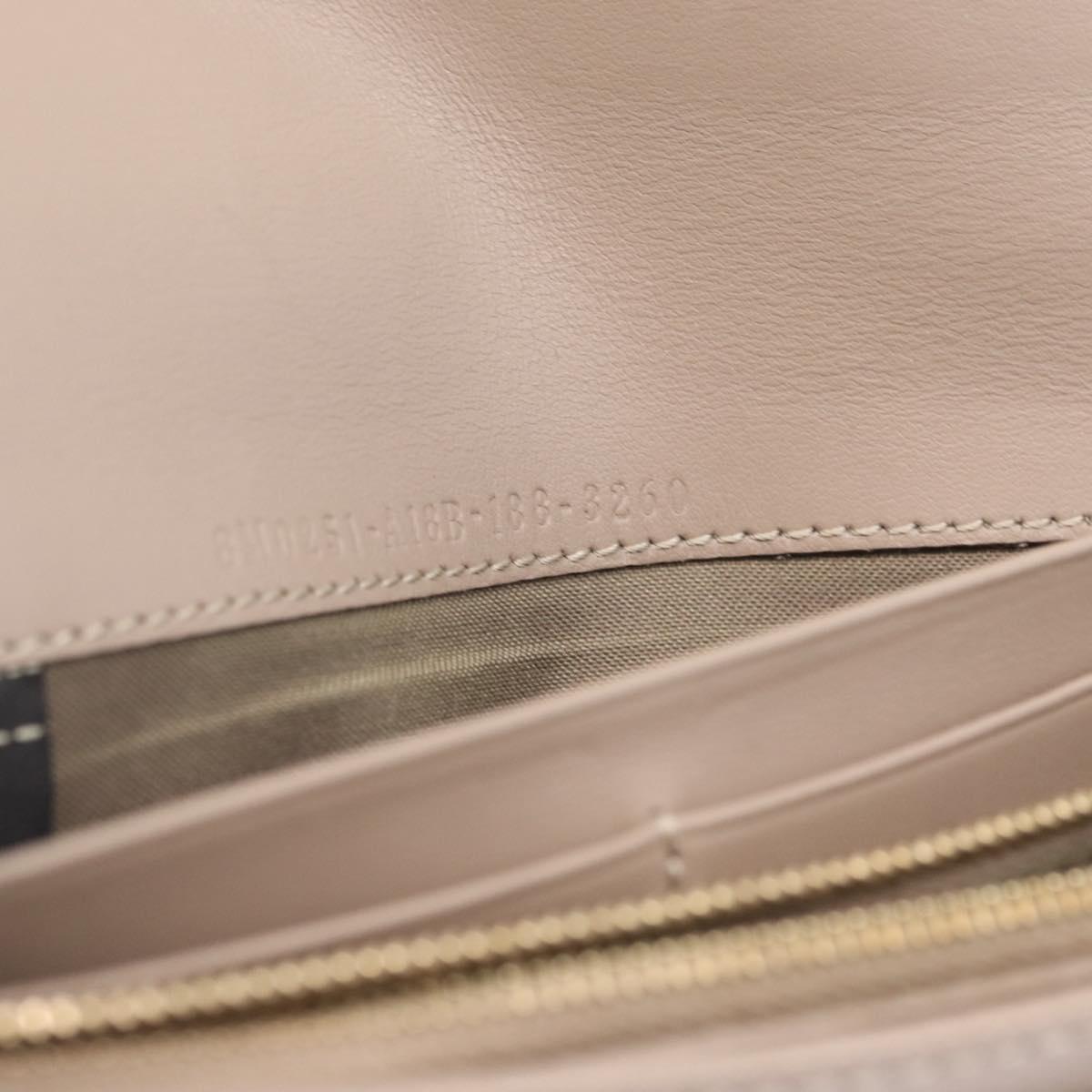 FENDI F's Long Wallet Leather Gray Gold Auth 212053A