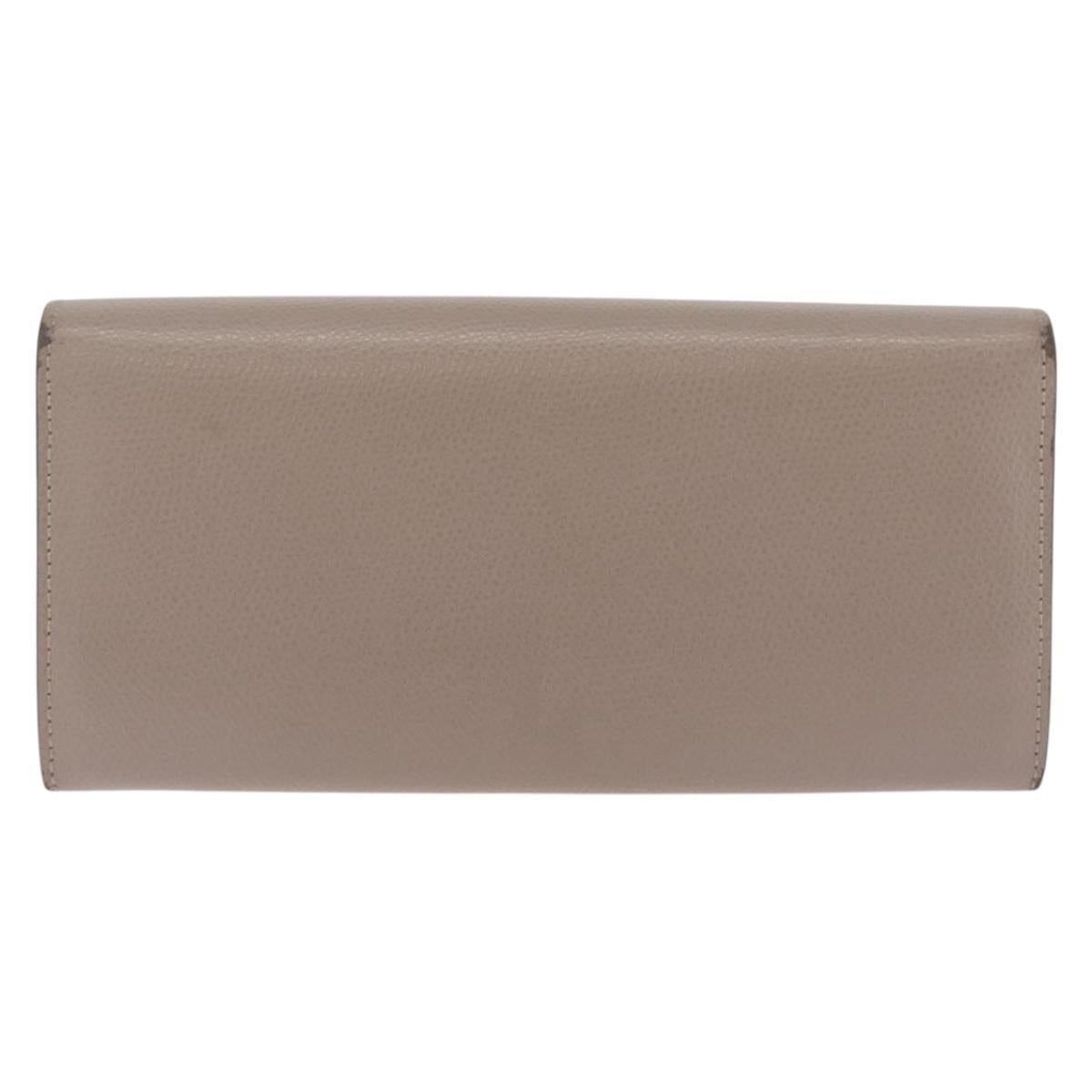 FENDI F's Long Wallet Leather Gray Gold Auth 212053A