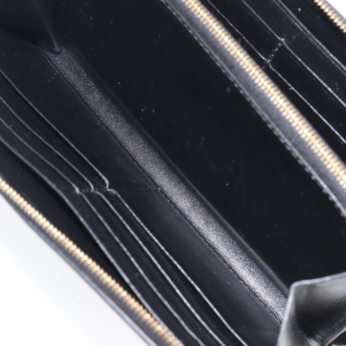 CELINE Triomphe Long Wallet Leather Black Gold Auth 212057M