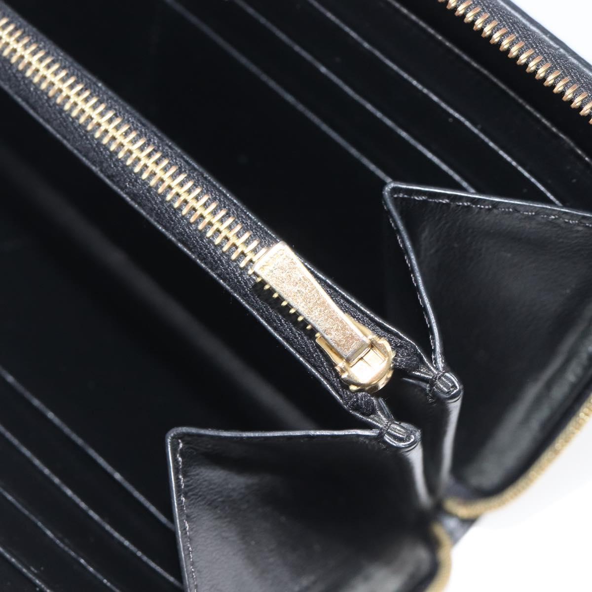 CELINE Triomphe Long Wallet Leather Black Gold Auth 212057M
