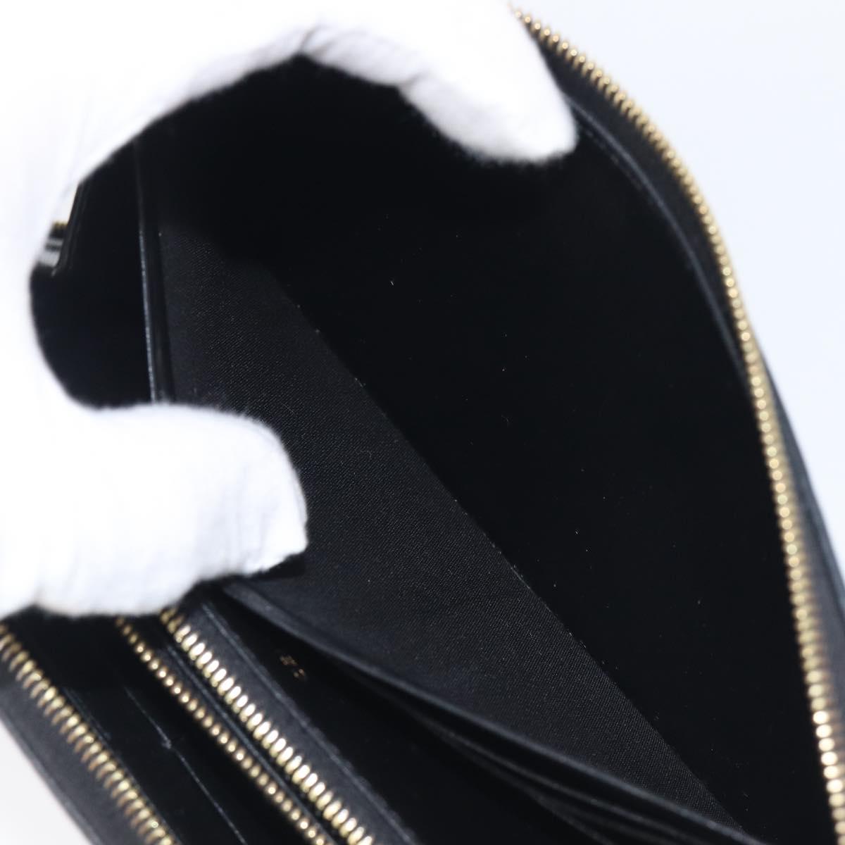 CELINE Triomphe Long Wallet Leather Black Gold Auth 212057M