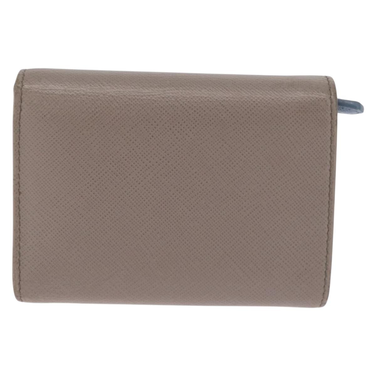 PRADA Trifold Wallet Safiano Leather Beige Gold Auth 212058A