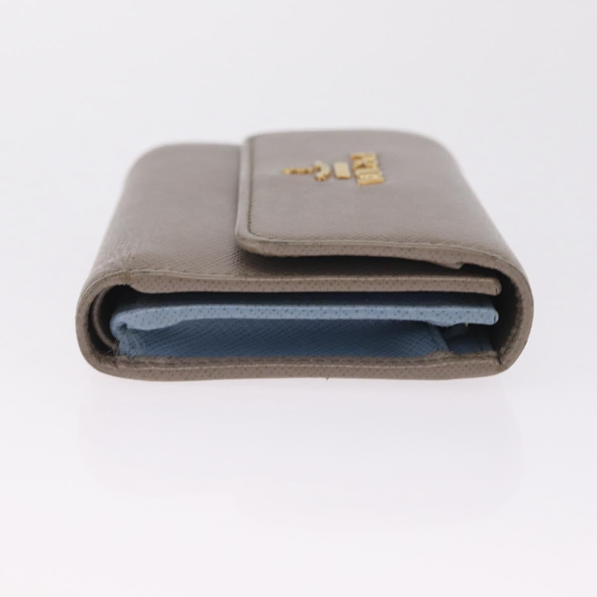 PRADA Trifold Wallet Safiano Leather Beige Gold Auth 212058A