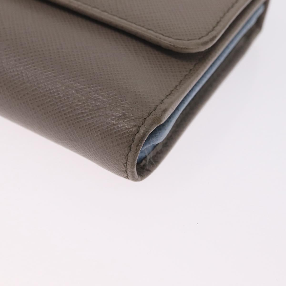PRADA Trifold Wallet Safiano Leather Beige Gold Auth 212058A
