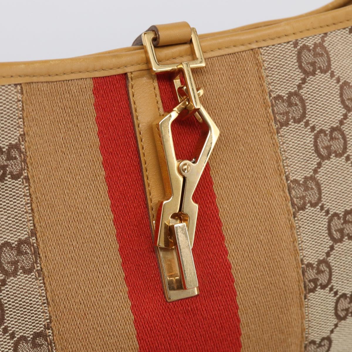 GUCCI GG Canvas Sherry Line Jackie Hand Bag Beige Gold 001 4075 Auth 212064