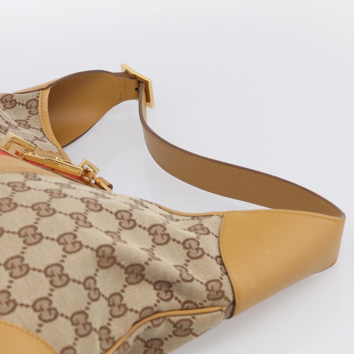 GUCCI GG Canvas Sherry Line Jackie Hand Bag Beige Gold 001 4075 Auth 212064
