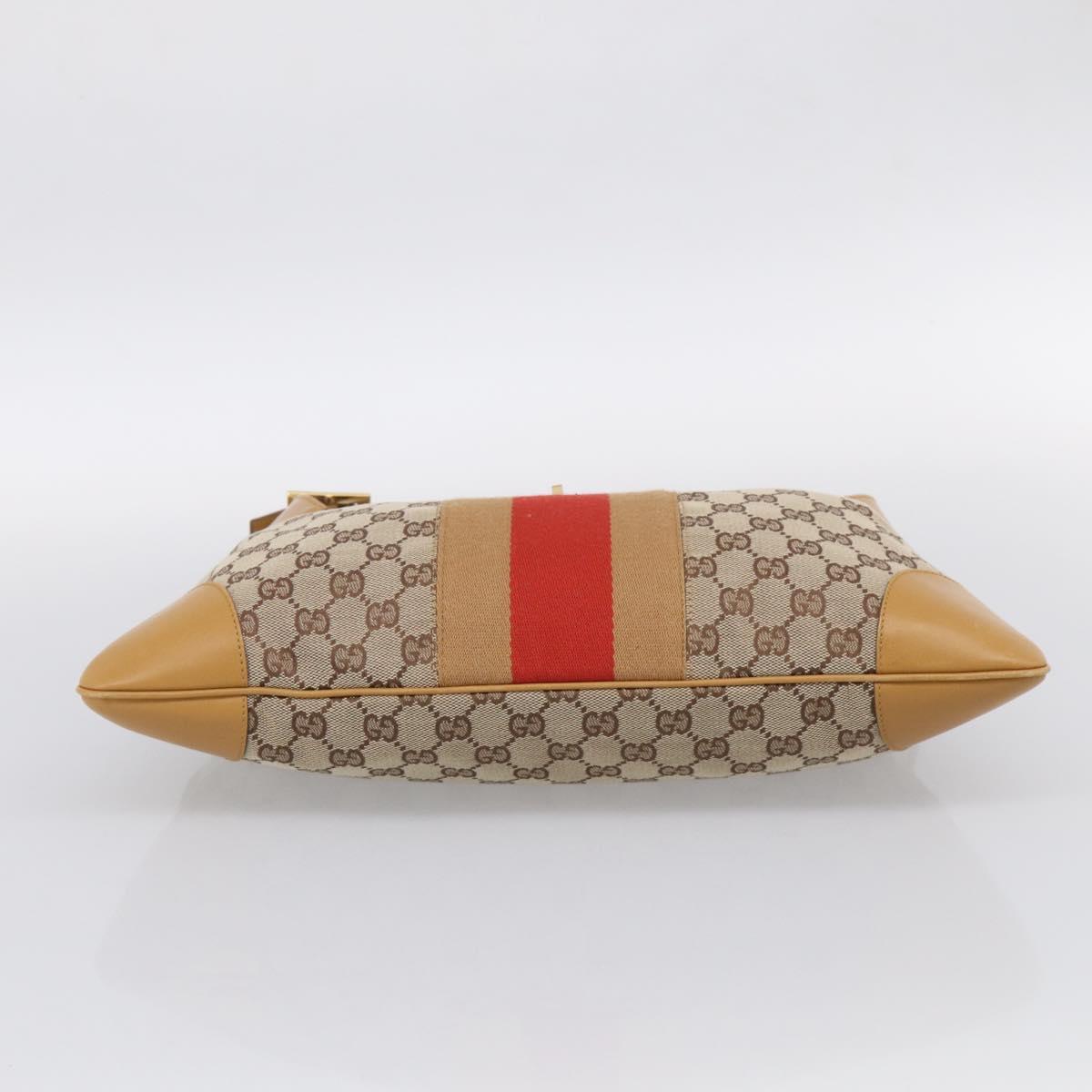 GUCCI GG Canvas Sherry Line Jackie Hand Bag Beige Gold 001 4075 Auth 212064