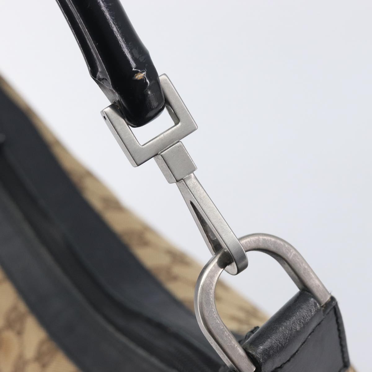 GUCCI GG Canvas Bamboo Hand Bag Beige Silver 000 0531 Auth 212067