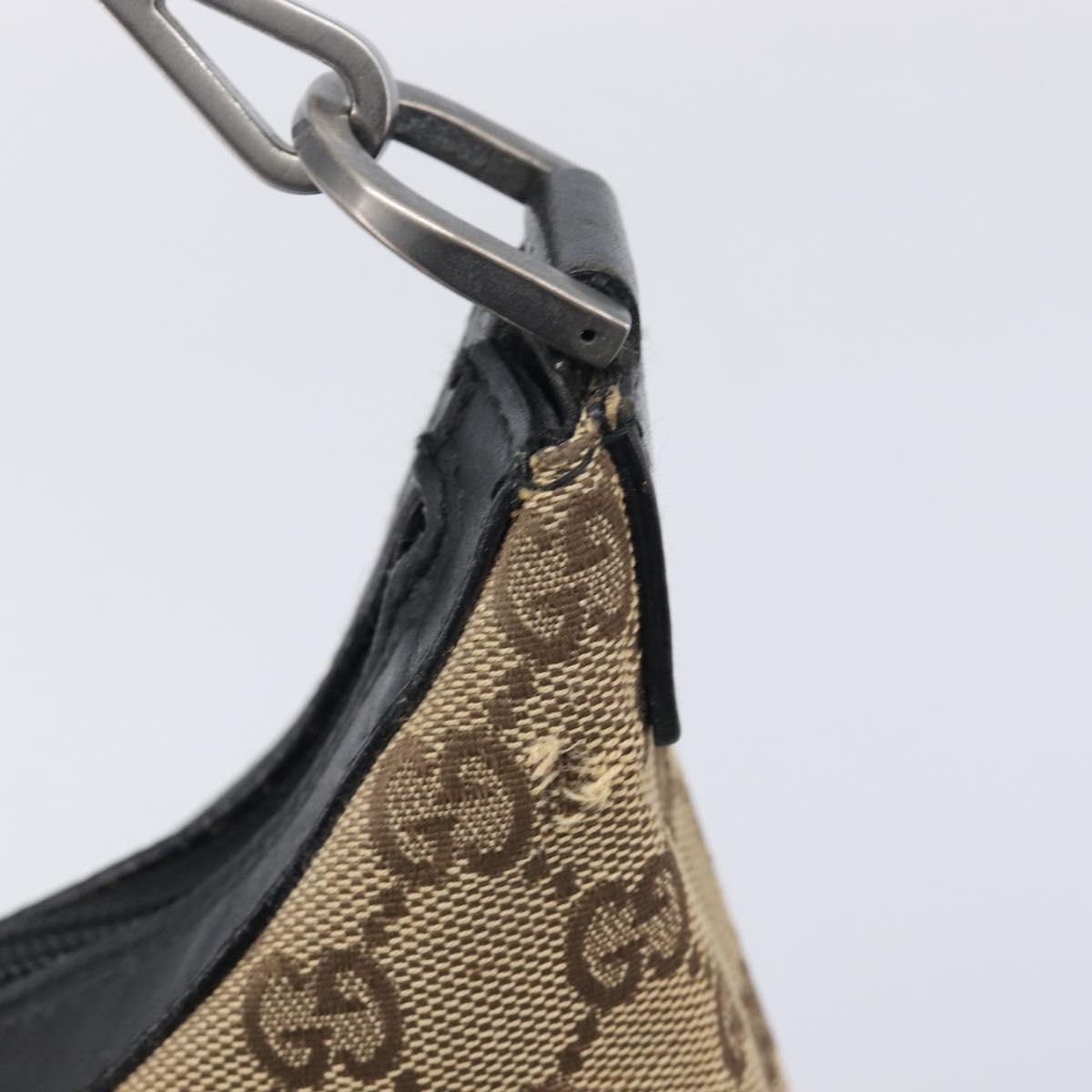 GUCCI GG Canvas Bamboo Hand Bag Beige Silver 000 0531 Auth 212067