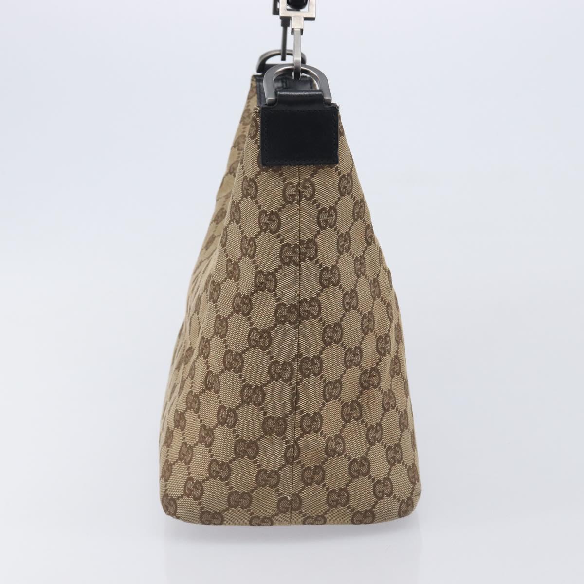 GUCCI GG Canvas Bamboo Hand Bag Beige Silver 000 0531 Auth 212067