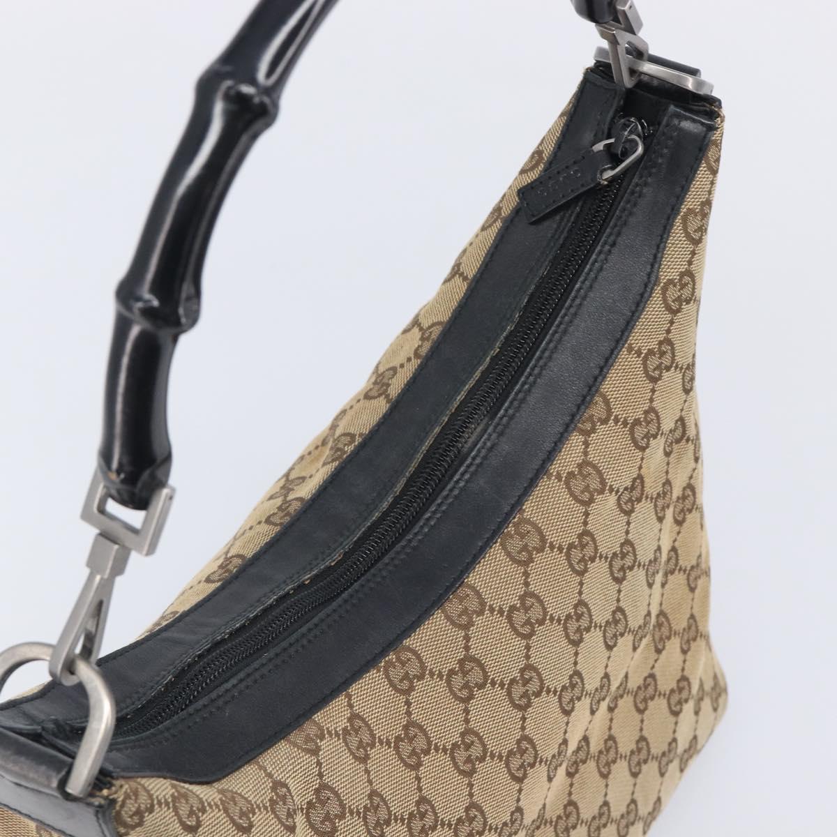 GUCCI GG Canvas Bamboo Hand Bag Beige Silver 000 0531 Auth 212067