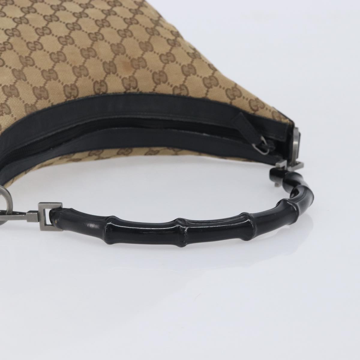 GUCCI GG Canvas Bamboo Hand Bag Beige Silver 000 0531 Auth 212067