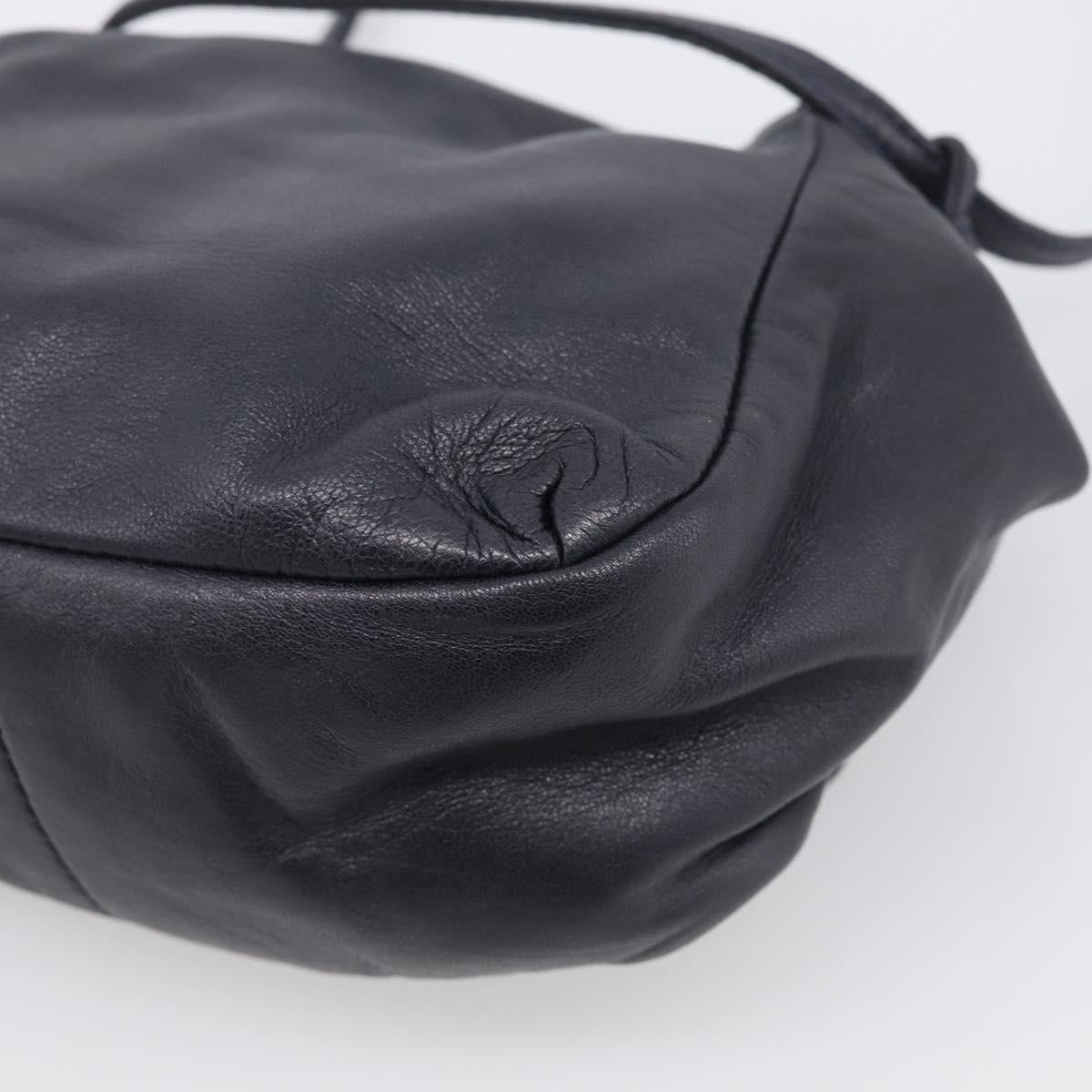 LOEWE Shoulder Bag Leather Navy Gold Auth 212081