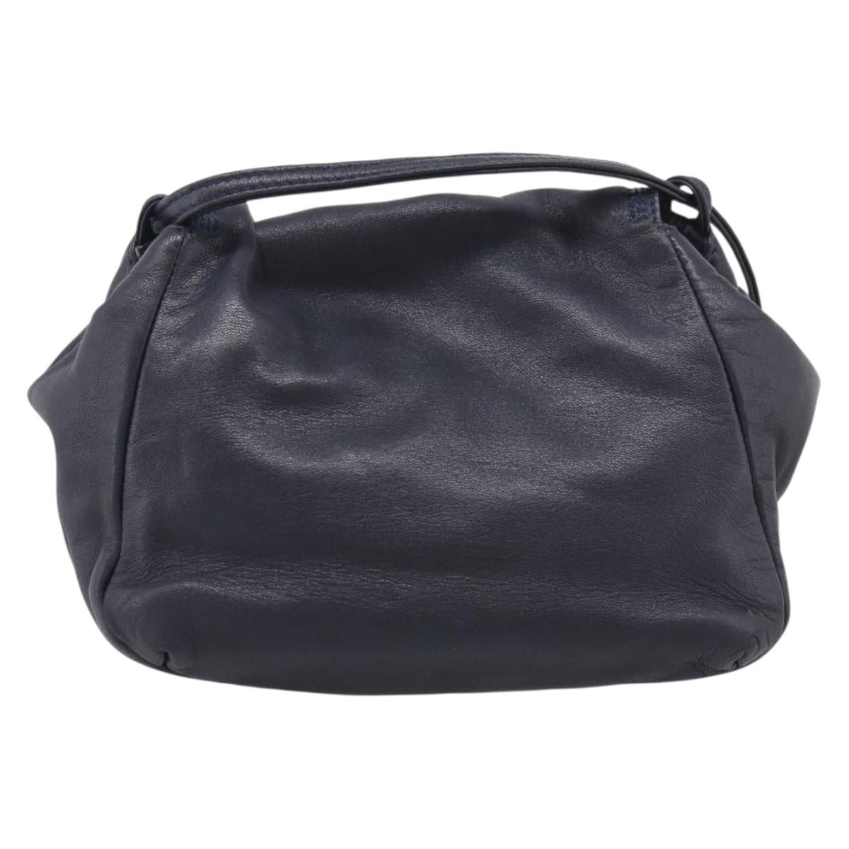 LOEWE Shoulder Bag Leather Navy Gold Auth 212081