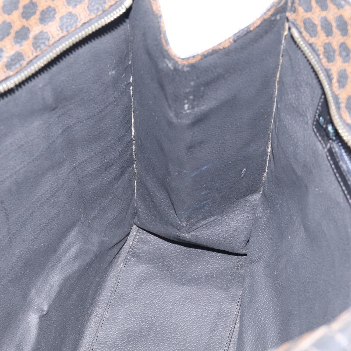CELINE Macadam Canvas Shoulder Bag PVC Leather Black Gold Auth 212082