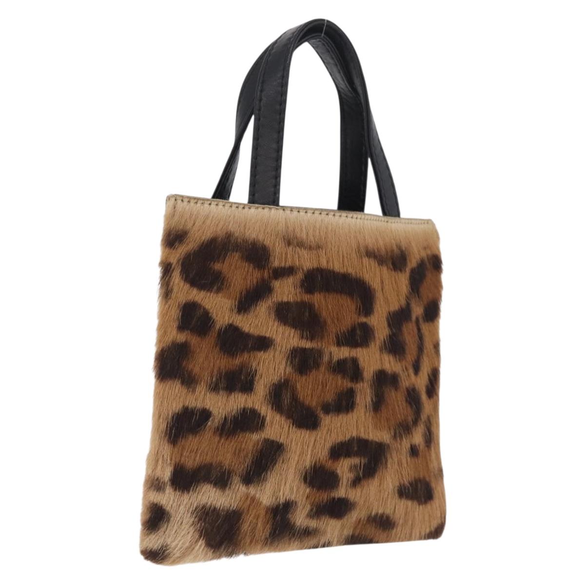 LOEWE Hand Bag Harako leather Brown Black Auth 212083V