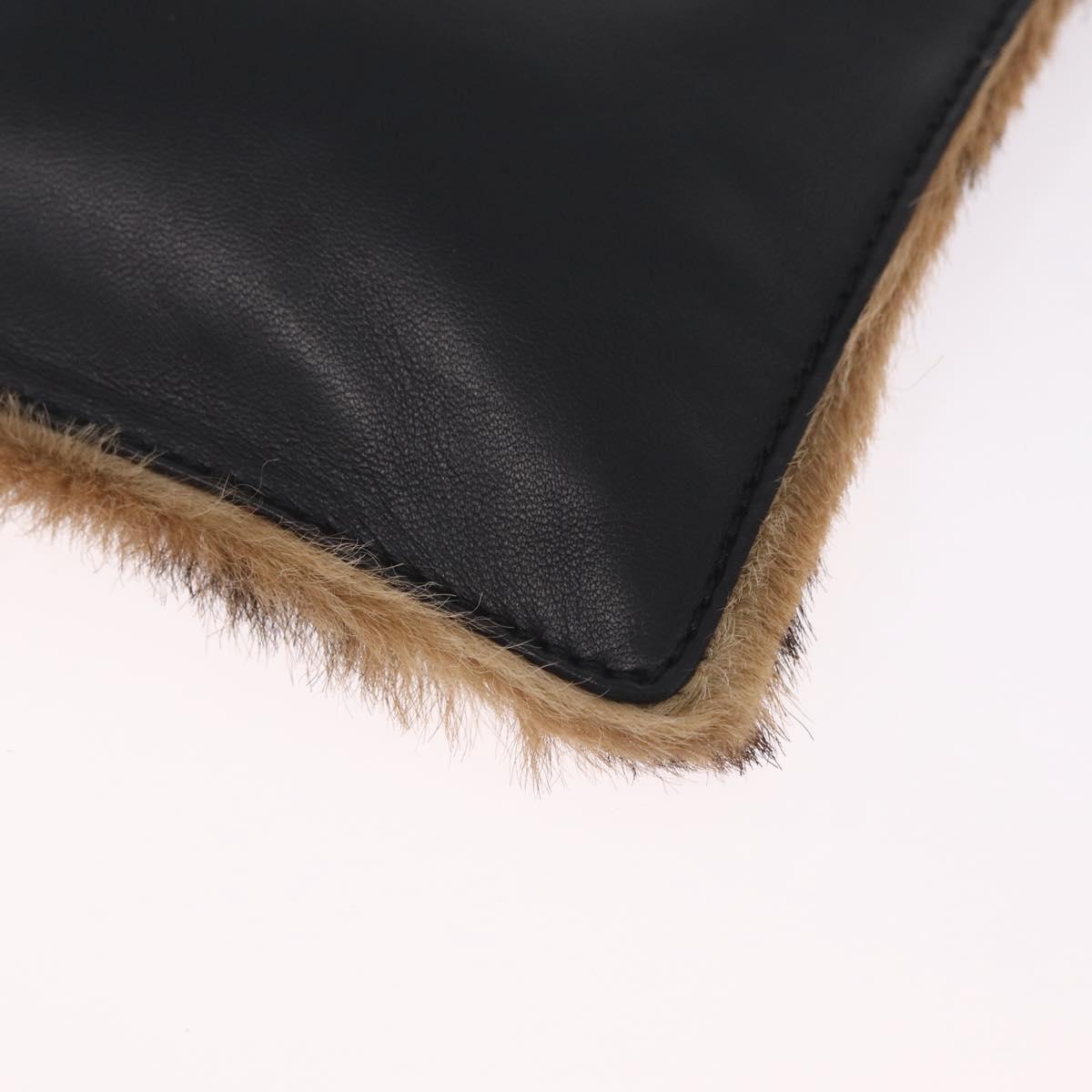 LOEWE Hand Bag Harako leather Brown Black Auth 212083V