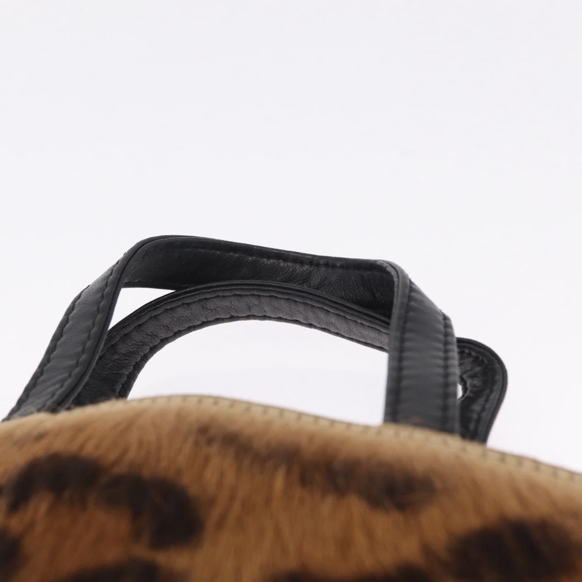 LOEWE Hand Bag Harako leather Brown Black Auth 212083V