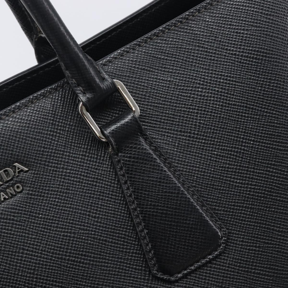 PRADA Tote Bag Leather Black Silver Auth 212084A