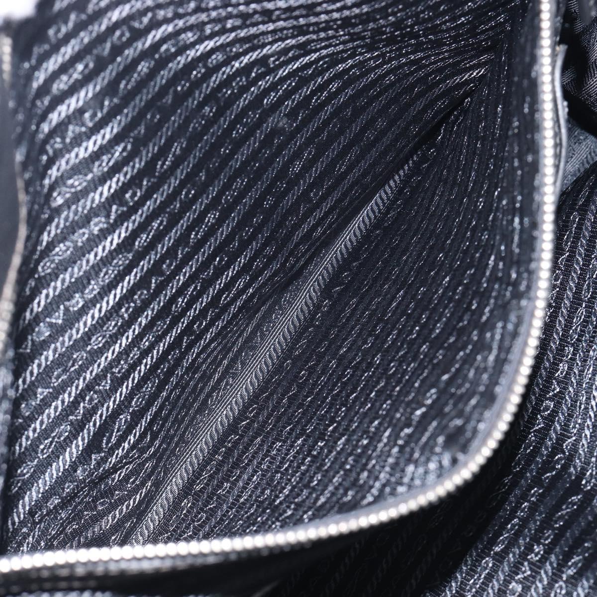 PRADA Tote Bag Leather Black Silver Auth 212084A