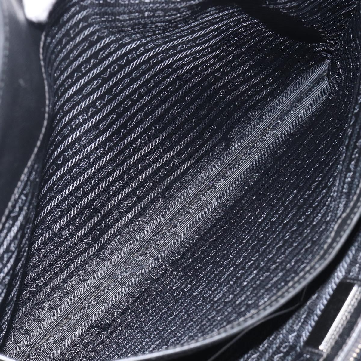 PRADA Tote Bag Leather Black Silver Auth 212084A