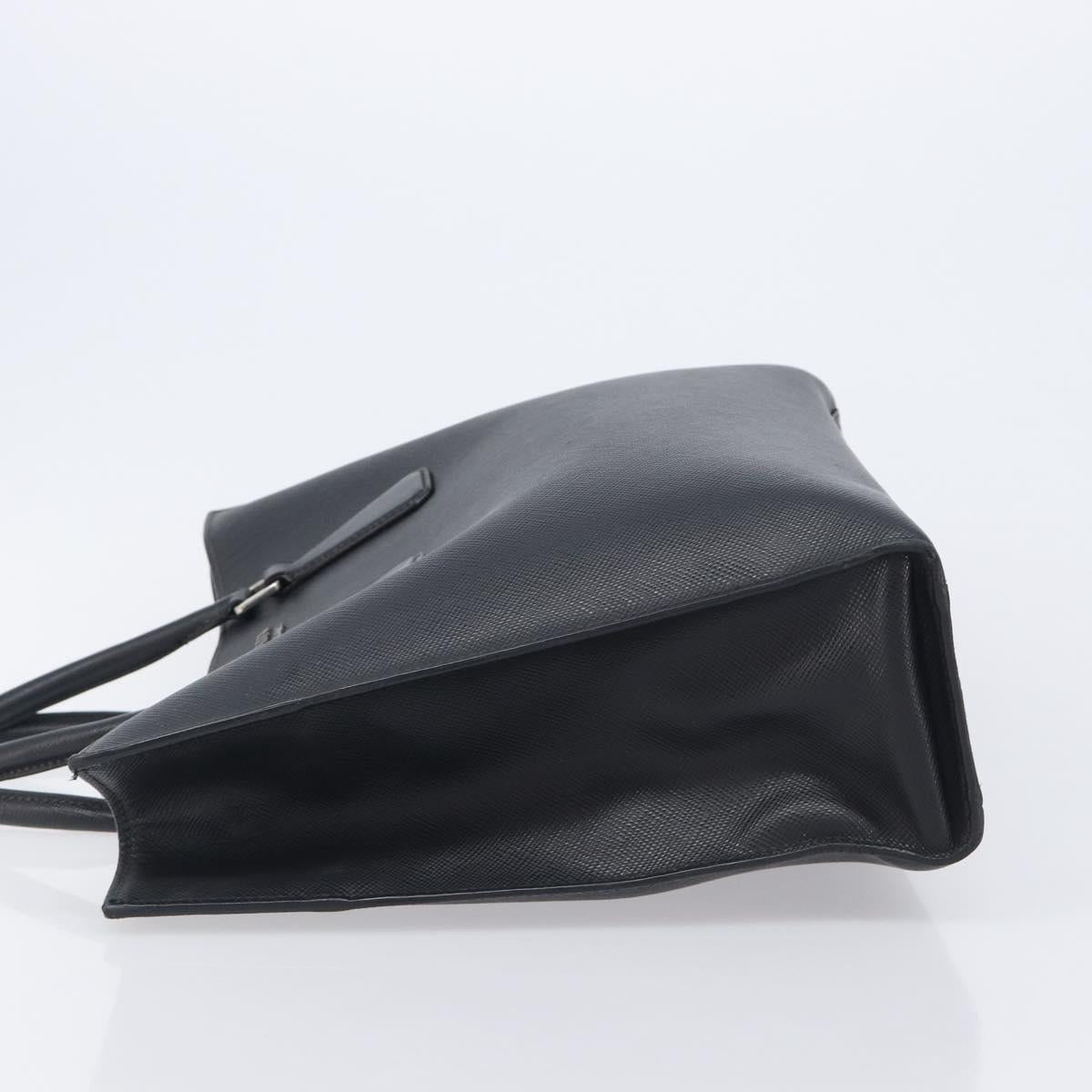 PRADA Tote Bag Leather Black Silver Auth 212084A