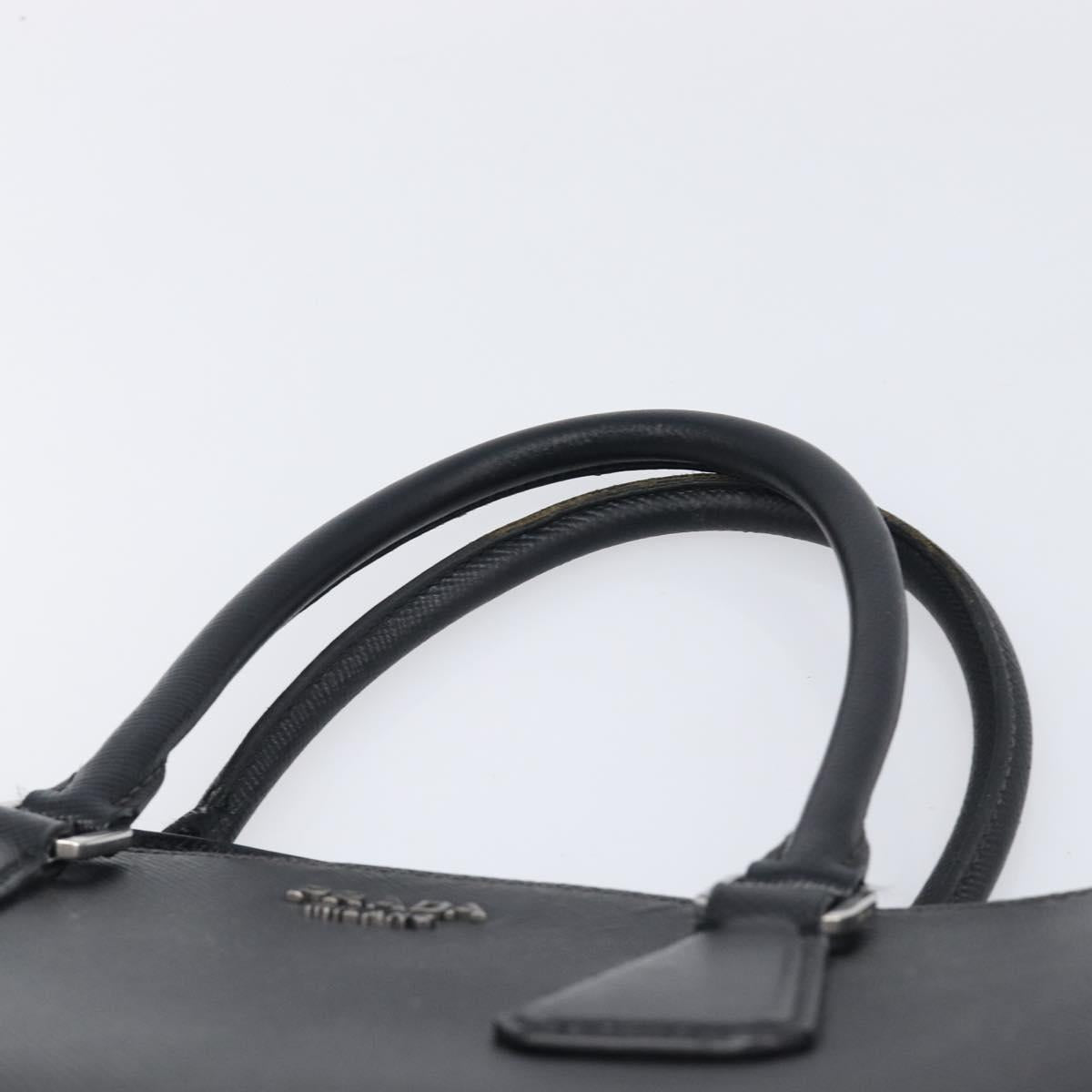 PRADA Tote Bag Leather Black Silver Auth 212084A