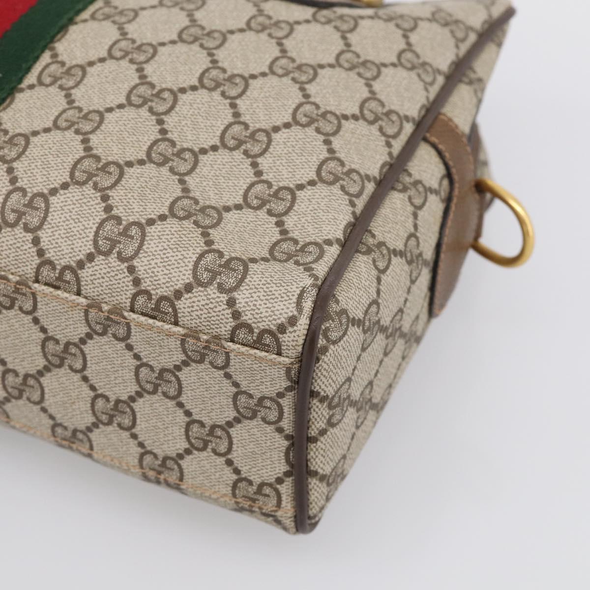 GUCCI GG Supreme Web Sherry Line Hand Bag PVC Beige Gold 67 0223839 Auth 212087