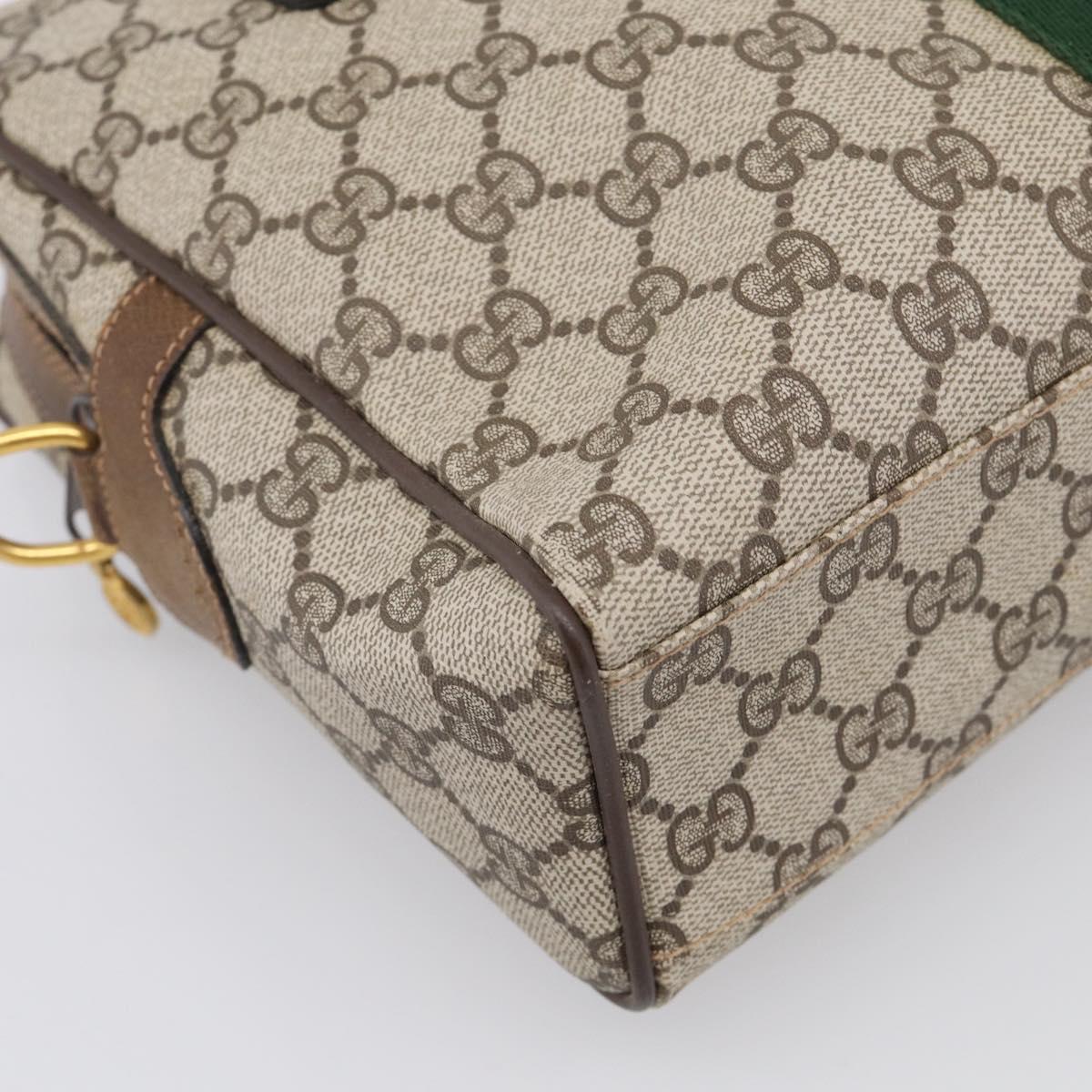 GUCCI GG Supreme Web Sherry Line Hand Bag PVC Beige Gold 67 0223839 Auth 212087