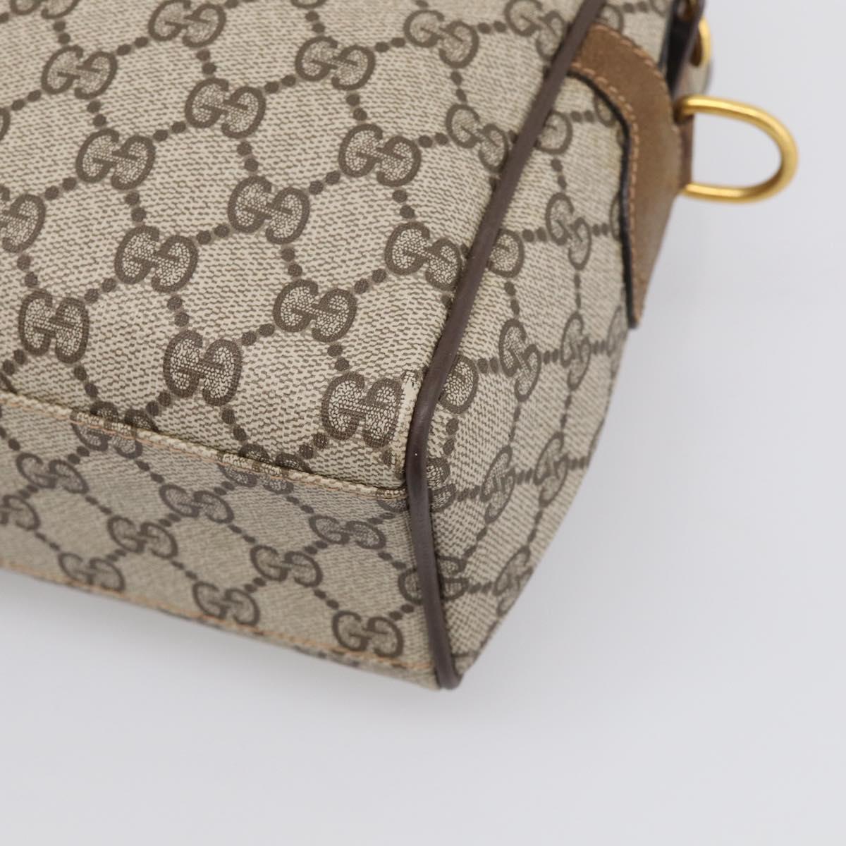 GUCCI GG Supreme Web Sherry Line Hand Bag PVC Beige Gold 67 0223839 Auth 212087