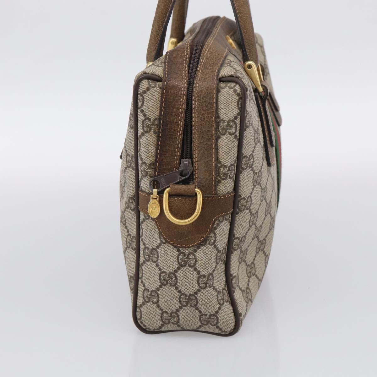 GUCCI GG Supreme Web Sherry Line Hand Bag PVC Beige Gold 67 0223839 Auth 212087