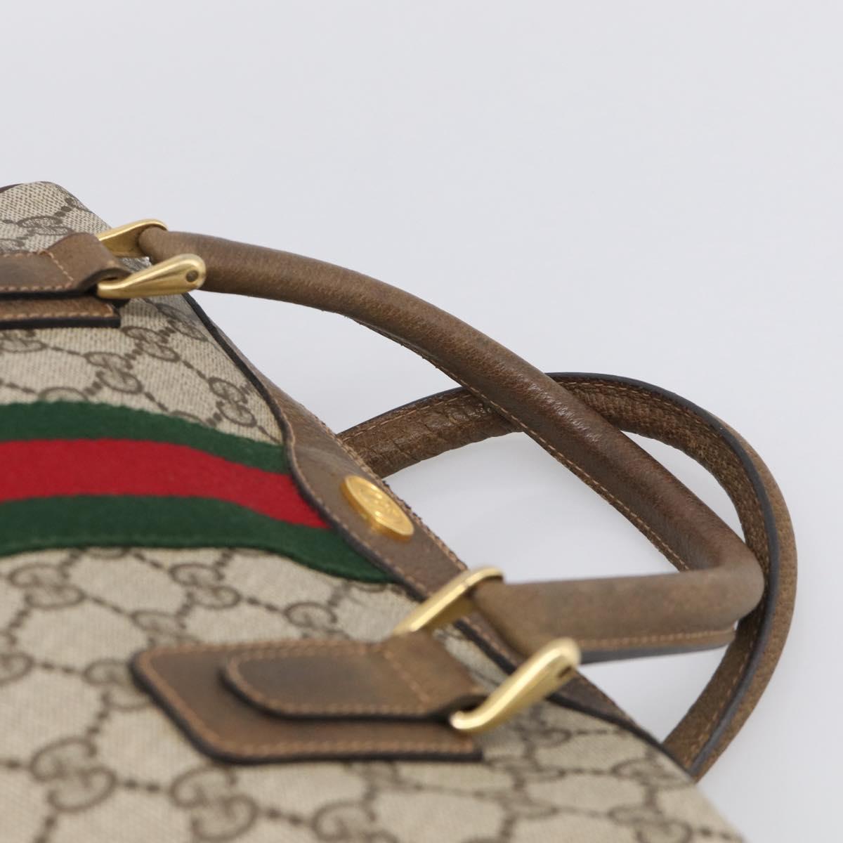 GUCCI GG Supreme Web Sherry Line Hand Bag PVC Beige Gold 67 0223839 Auth 212087