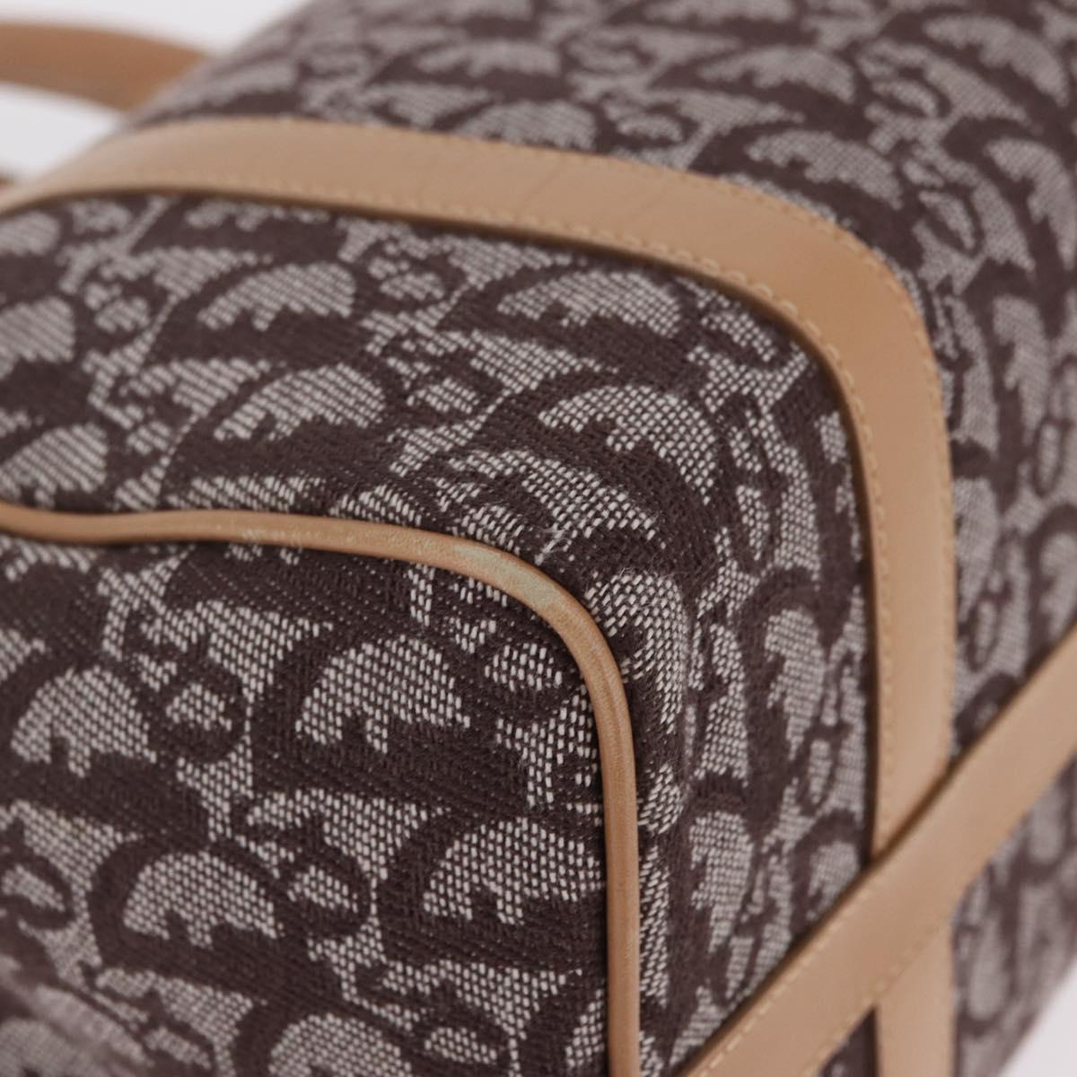 Christian Dior Trotter Canvas Hand Bag Brown Gold Auth 212092SAV