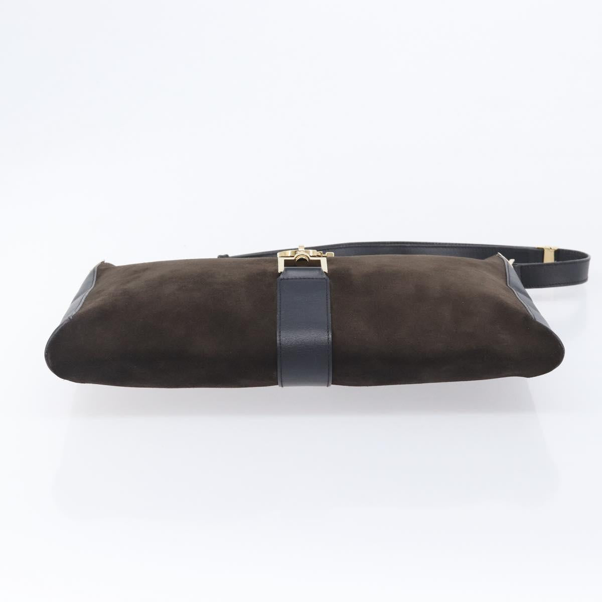 GUCCI Jackie Shoulder Bag Suede Brown Gold Tone 001 4052 1669 Auth 212093A