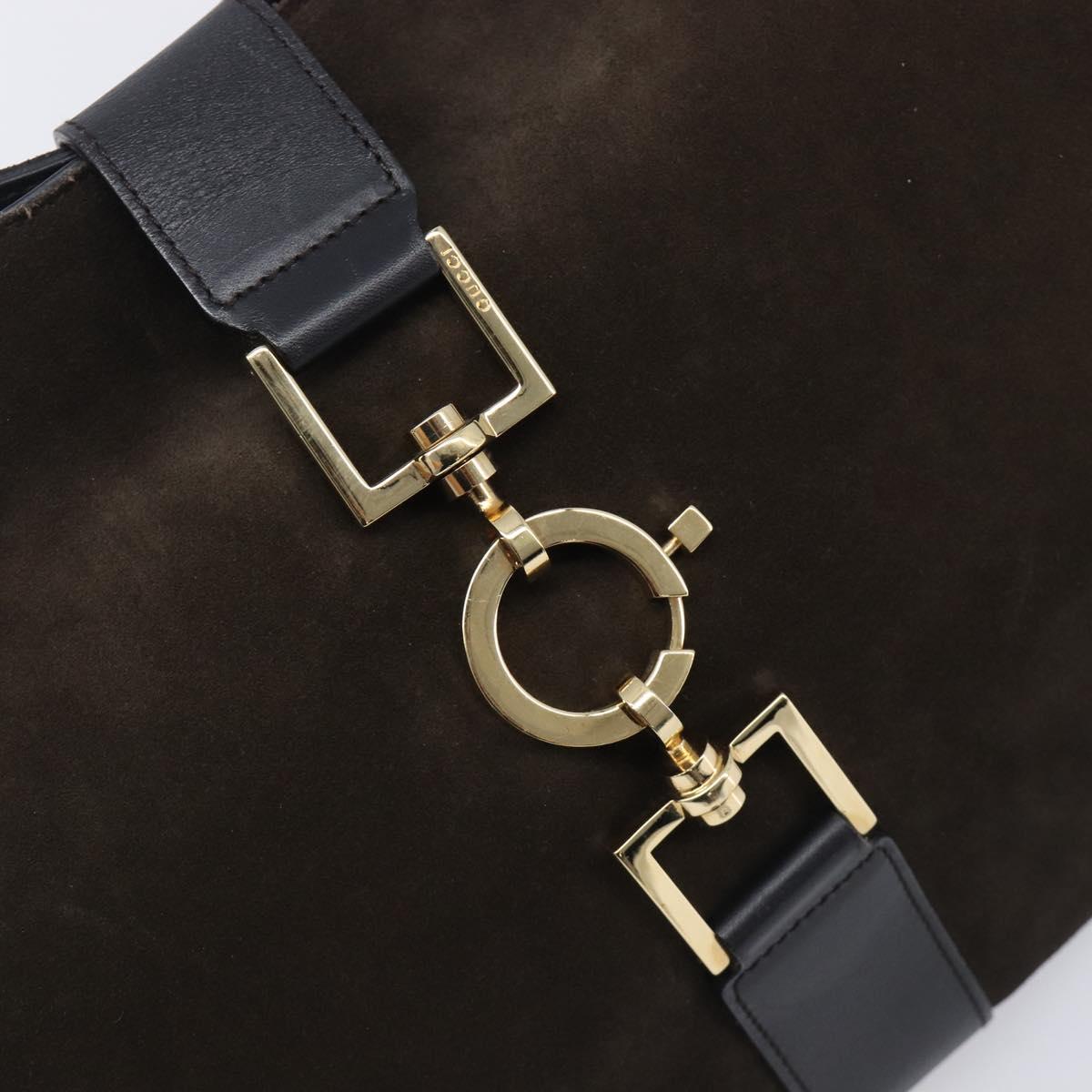 GUCCI Jackie Shoulder Bag Suede Brown Gold Tone 001 4052 1669 Auth 212093A