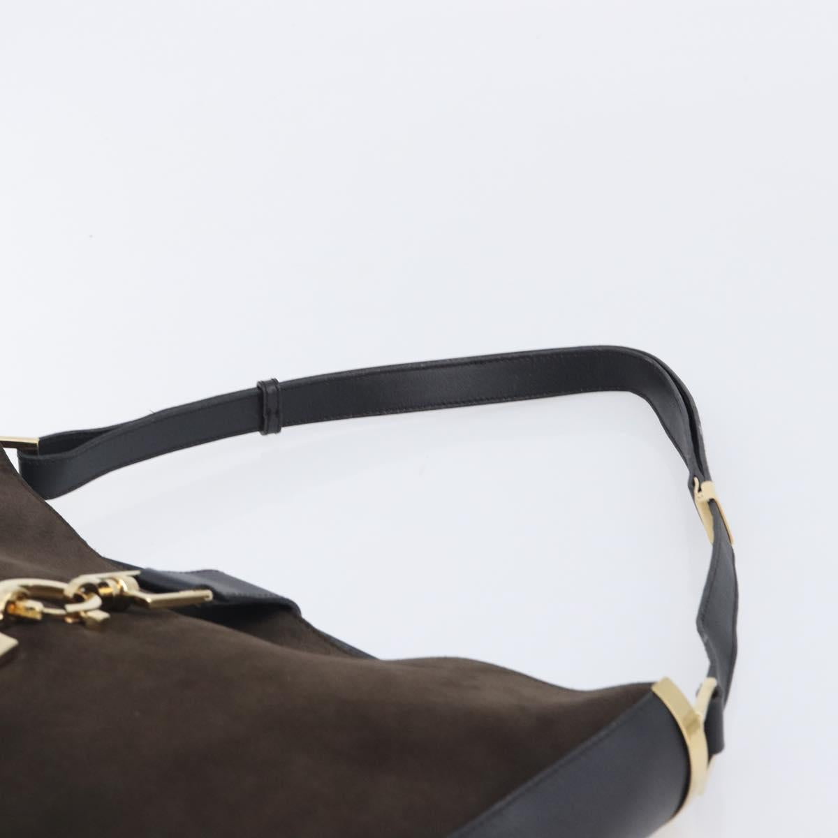 GUCCI Jackie Shoulder Bag Suede Brown Gold Tone 001 4052 1669 Auth 212093A