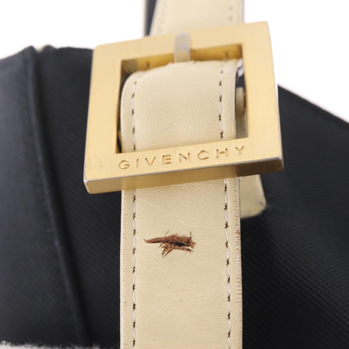 GIVENCHY Hand Bag Nylon Black Gold Auth 212095A