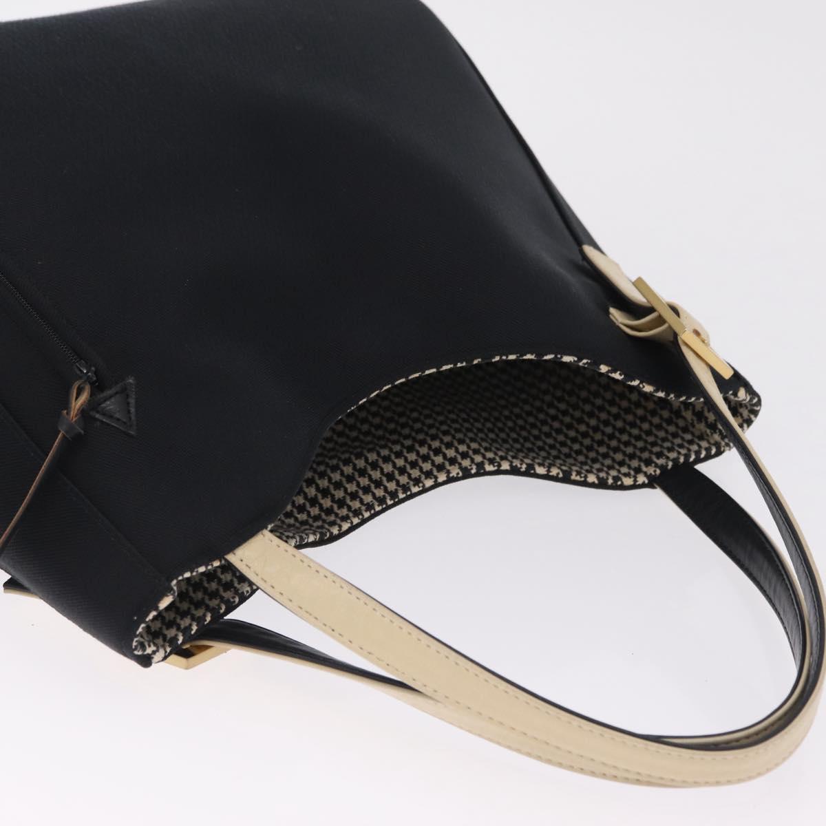 GIVENCHY Hand Bag Nylon Black Gold Auth 212095A