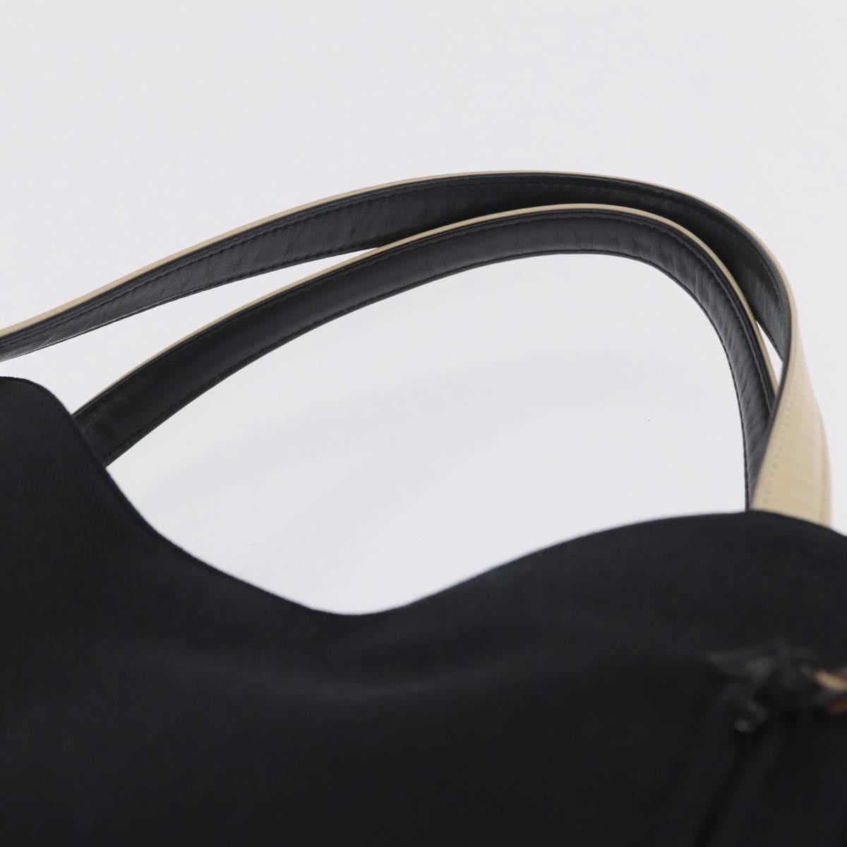 GIVENCHY Hand Bag Nylon Black Gold Auth 212095A