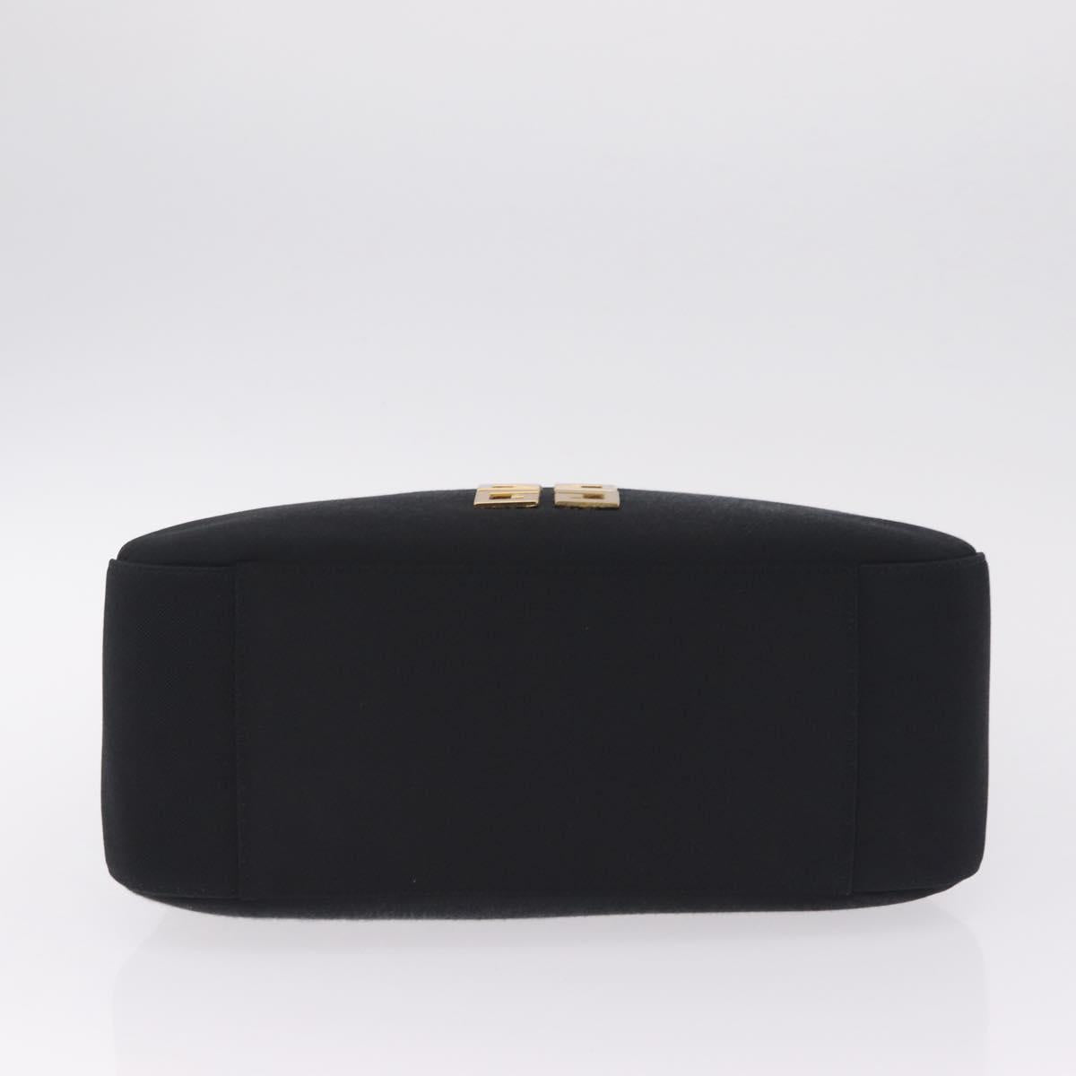 GIVENCHY Hand Bag Nylon Black Gold Auth 212095A