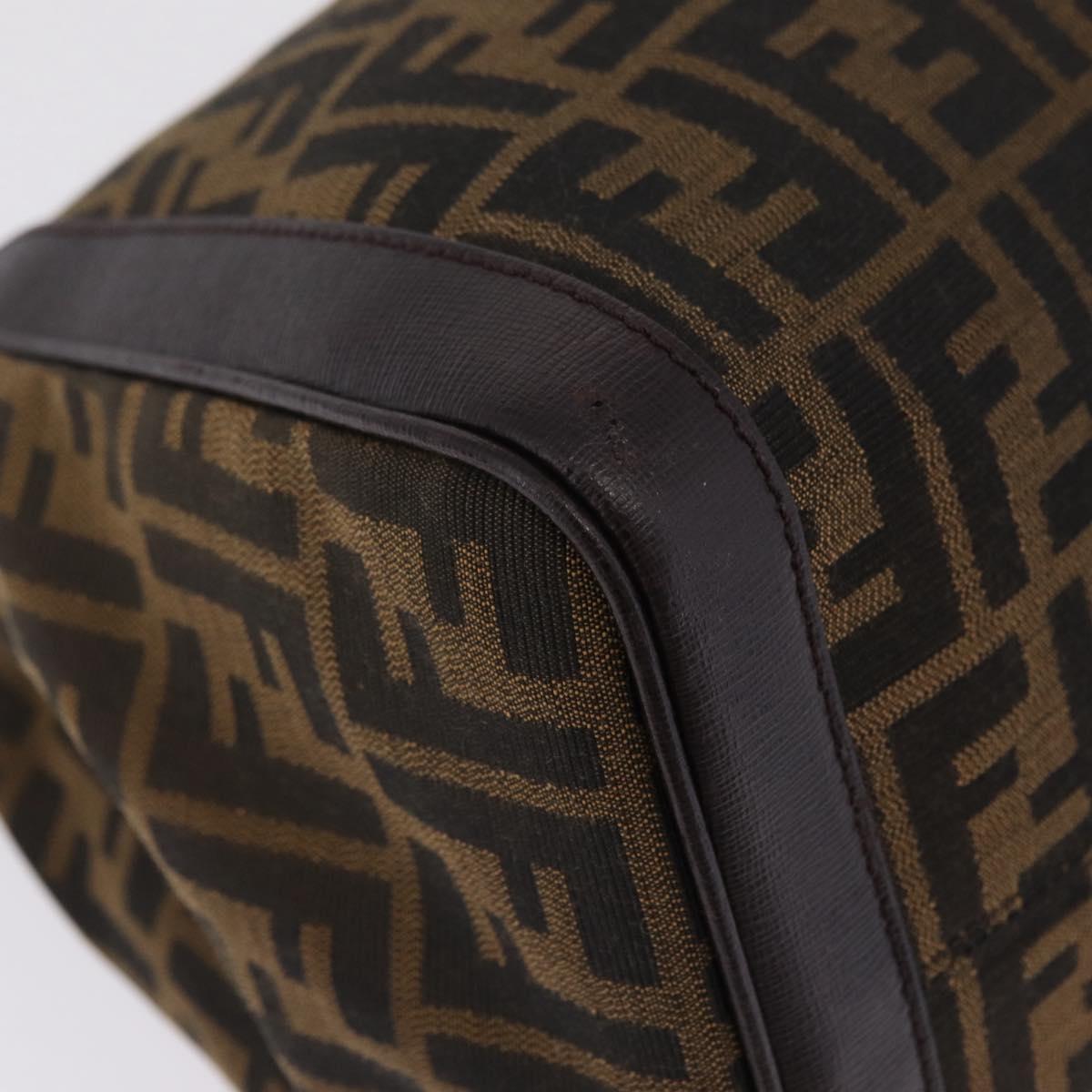 FENDI Zucca Canvas Shoulder Bag Black Brown Auth 212096SAV