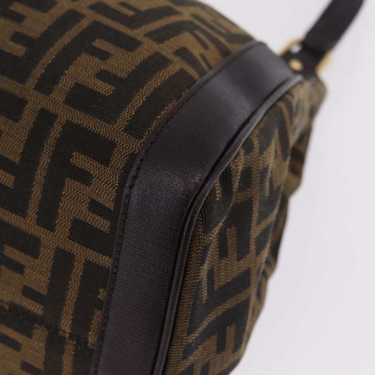 FENDI Zucca Canvas Shoulder Bag Black Brown Auth 212096SAV