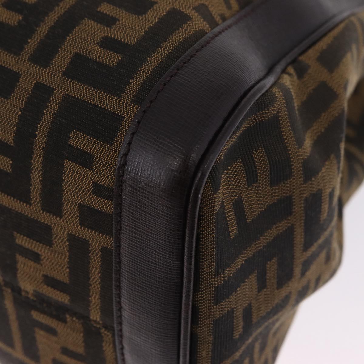 FENDI Zucca Canvas Shoulder Bag Black Brown Auth 212096SAV