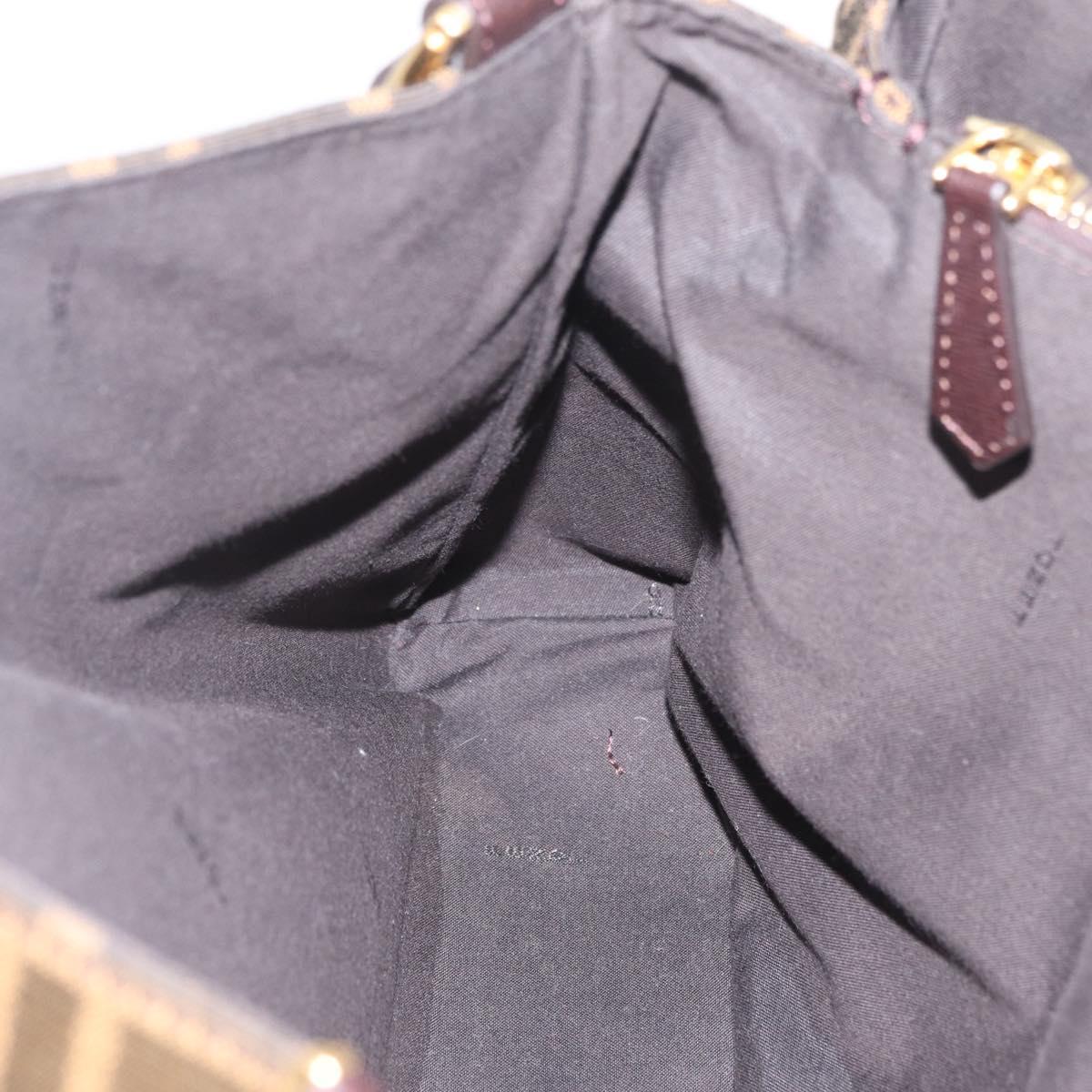 FENDI Zucca Canvas Shoulder Bag Black Brown Auth 212096SAV