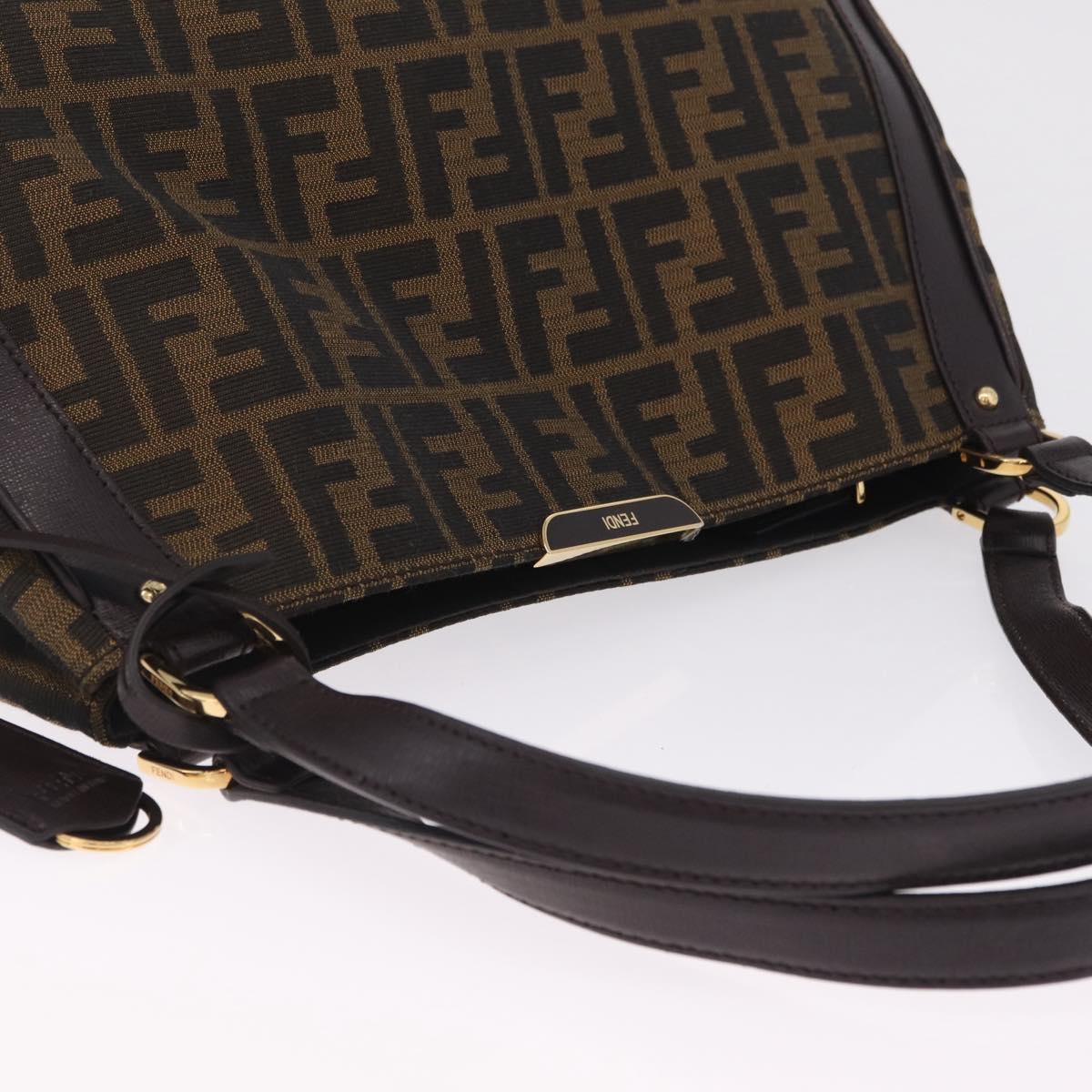 FENDI Zucca Canvas Shoulder Bag Black Brown Auth 212096SAV