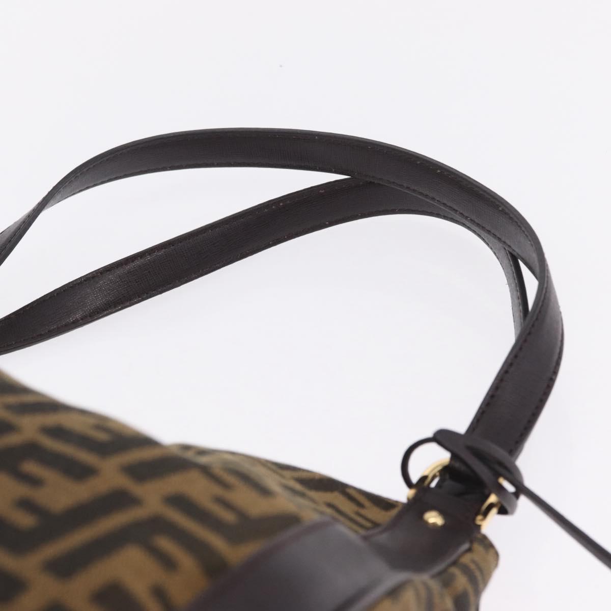 FENDI Zucca Canvas Shoulder Bag Black Brown Auth 212096SAV